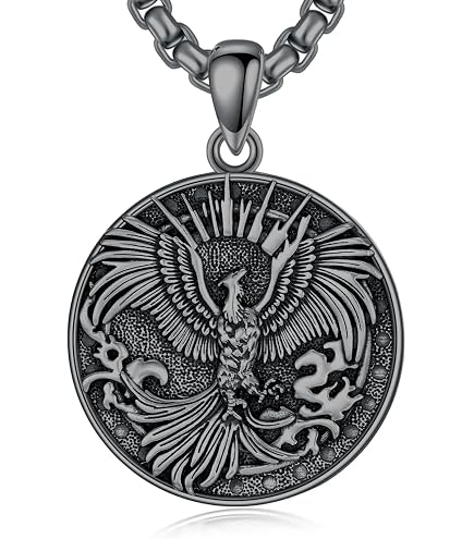 PikaLF Phoenix Necklace for Men, 27.6” Vintage Chain, Totem Amulet
