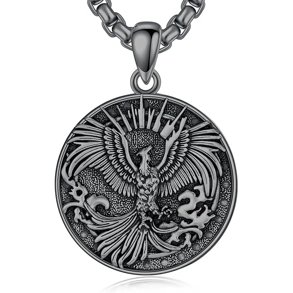 Amazon.com: Large Phoenix Pendant Necklace for Men, Pewter Gift