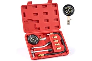 Orion Motor Tech Gasoline Compression Tester Kit, 8pc Petrol Engine Compression Tester Set with 0-21 Bars Pressure Gauge 4 Ad