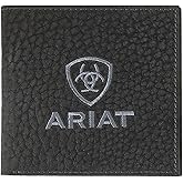 ARIAT Men's Pebbled Bull Hide Leather Bifold Wallet (Black)
