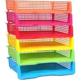 ZZYFGH 6 Pack Turn in Trays Classroom, Colorful Turn in Trays for Teachers, Plastic Classroom Paper Organizers, Stackable Tray for Classroom, Library, Drawers, Office Desk(13.4 * 9.5 * 2.7in)