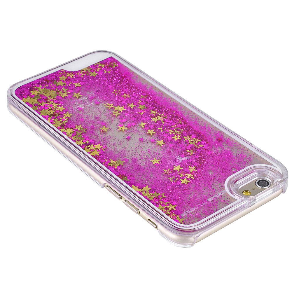 Yoption Transparent Plastic 3D Glitter Quicksand and Heart Liquid Case for iPhone 6 6s 4.7\