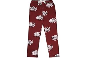 BIOWORLD Dr. Pepper Soda Logo All-Over Print Men's Red Sleep Pajama Pants