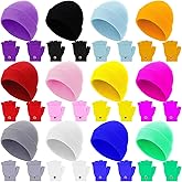 JenPen 12 Sets Kids Winter Beanies and Gloves Children Warm Winter Hats Stretchy Knitted Gloves for Boys Girls