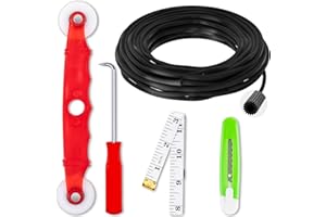 MEQHUO Window Screen Repair Kit, Screen Door Repair Kit, 0.14"X100' Screen Spline for Window Screen, 5 in 1 Screen Replacement Kit, Screen Roller Tool Round Retainer Spline Removal Hook Ruler Cutter