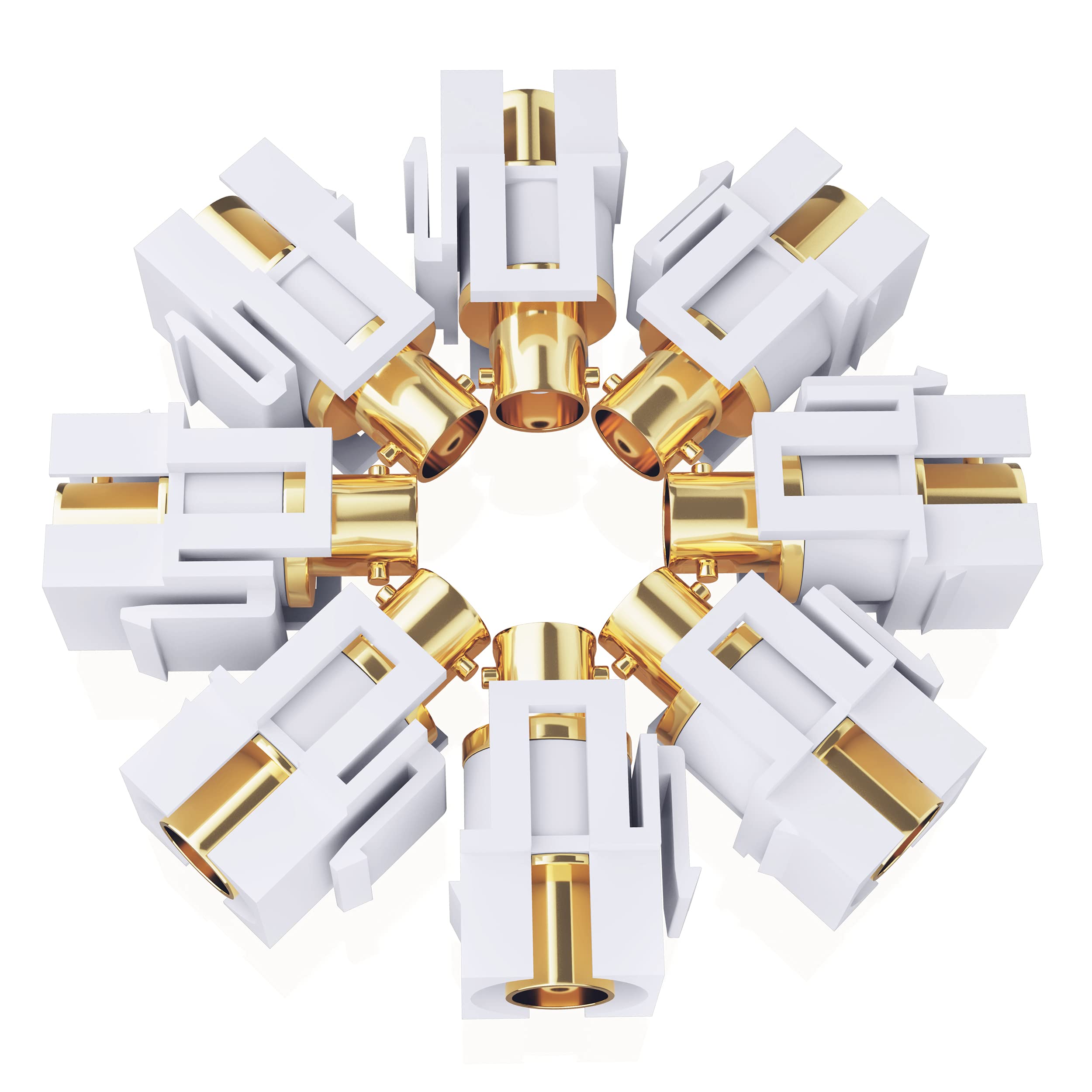 GEARit BNC Keystone Jack Insert for BNC Cables Wall Jack, BNC Insert, F/F SDI Keystone Cable Jack Adapter with TV Jack in White, 10 Pack
