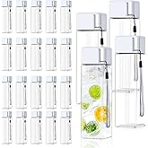 mwellewm 24Pcs Water Bottles Bulk 17 Oz Reusable Plastic Water Bottle Spill Proof Clear White Gym Sports Large Drink Bottle for Adult Leak Square Pack for School Outdoor Fitness Travel Camping Office