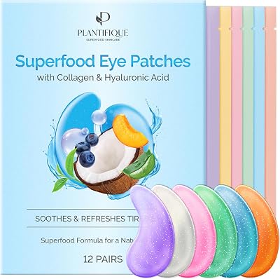 Plantifique Superfood Under Eye Gel Patches 12 Pairs Hyaluronic Acid Collagen