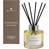 JW Marriott Expansion Reed Diffuser - Luxury Hotel Fragrance Collection - Holy Basil Leaf, White Lotus Flower, and Rosemary - 6 Black Reeds - 4.25 oz.