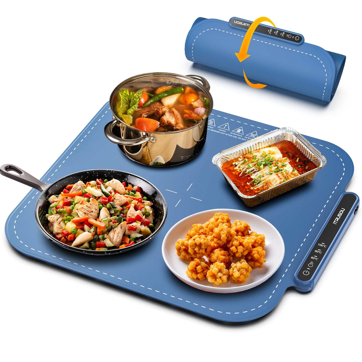 Electric Warming Tray - 3 Modes Full Surface Heating, Rollable Portable Premium Silicone Nano Material 3 Temp Settings Auto Shut Off Versatile Food Warm Electric Warming Tray - 3 Modes Full Surface Heating, Rollable Portable Premium Silicone Nano Material 3 Temp Settings Auto Shut Off Versatile Food Warm