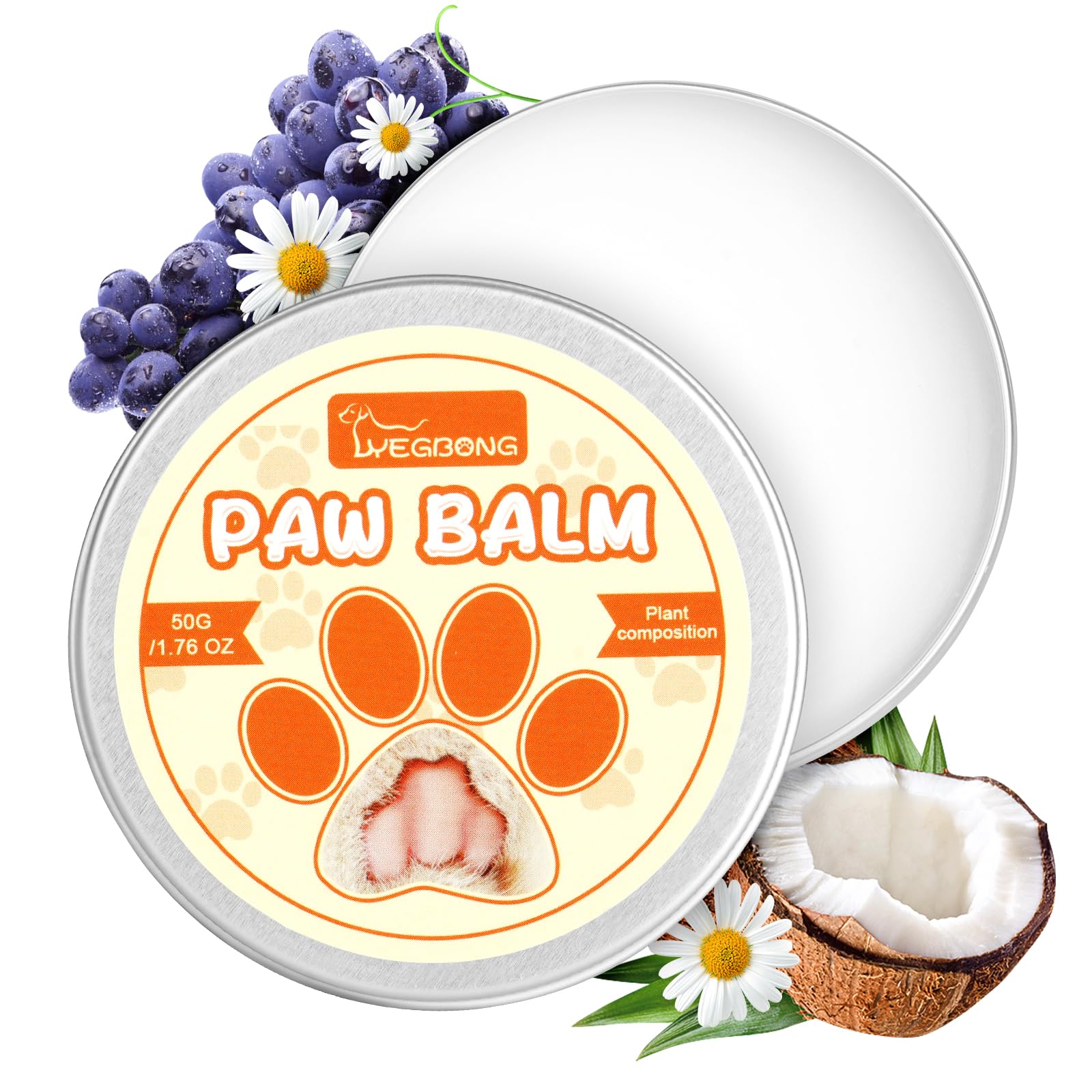 Aomig Dog Paw Balm Nose Balm, Itchy Skin Balm for Dogs Dog Paw Protector Balm, Itch Remedies for Dogs Paw Paw Ointment, Protection Balm Dog Paw Cream for Cracks, Dryness Irritation(50g)