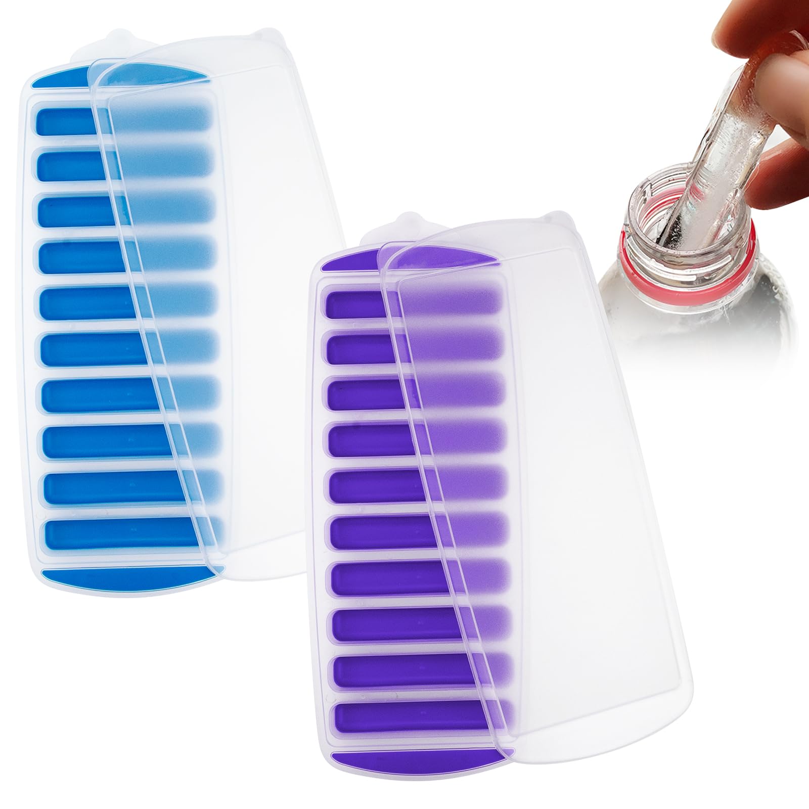 Leikedun 2 Pack Silicone Ice Cube Tray, LFGB Certified & BPA Free, Stackable Durable Dishwasher Safe, Ideal for Water Bottles and Sports Bottles