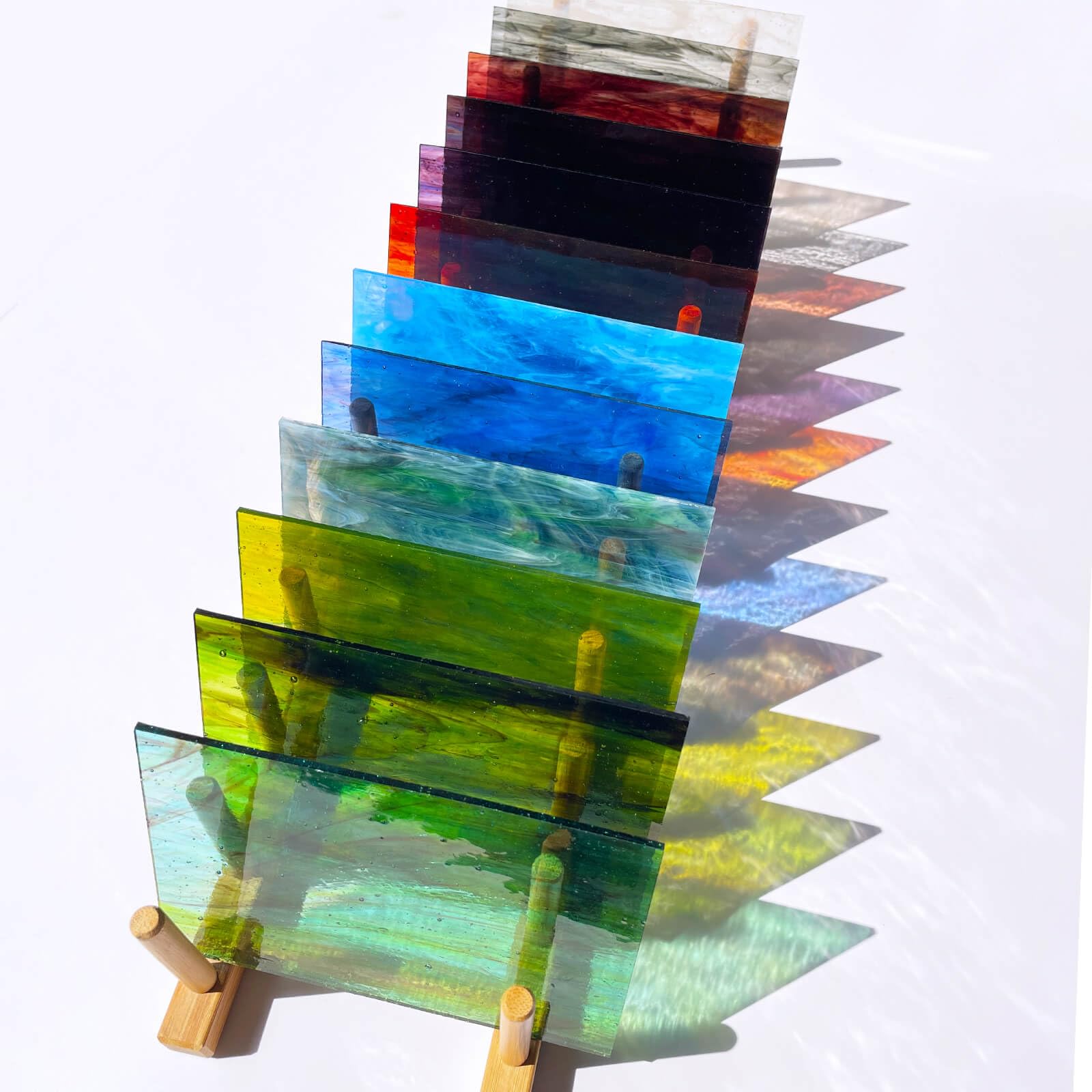 LITMIND 12 Sheets Smooth Translucent Texture Stained Glass Variety Pack - 6x4 Inch Assorted Cathedral Art Glass for Crafts & Stunning Mosaic Projects with Mist Pattern