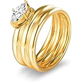Melhill Stacking Band Ring Gold Plated Cubic Zirconia Solitaire Boho Minimalist Cocktail Statement Jewelry for Women