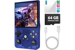 AQHH R36Max Handheld Game Console, Portable Mini Retro Handheld Game Console, 4.0 Inch IPS Video Gaming Console with 64GB TF Card Over 18000+ Pre-Installed Retro Games, 4000mAh Battery, Blue