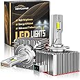 NOVCAPAR D3S D3R LED Bulbs, 24000LM +600% Brightness, 6500K Cool White, High & Low Beam, Plug & Play, Canbus Error Free, Fog Light Bulbs, Pack of 2