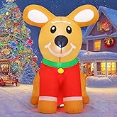 COMIN 5FT Christmas Inflatables Outdoor Decorations, Blow Up Cute Dog Inflatable with Built-in LEDs for Christmas Indoor Outdoor Yard Lawn Garden Decorations