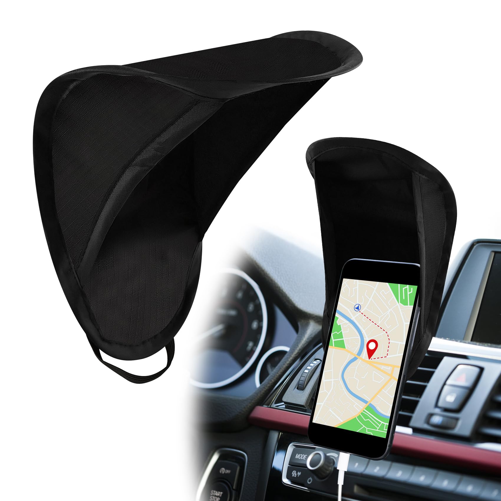 Photo 1 of HQRNYP Car Mobile Phone Sunshade, Car Phone Sun Shield, Vertical Anti-Glare Auto Sunshade Umbrella Smartphone Holder, Auto Portable Foldable Smartphone Umbrella Cover for Most Vehicles (Black)