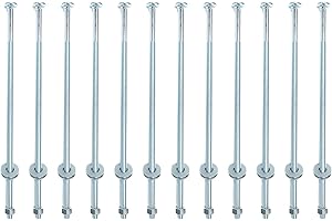 ONESTOCK 3/8-inch x 12-inch Threaded Carriage Bolts Fasteners with Nuts and Washers - 12-Pack