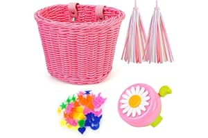 Kids Bike Basket Set, Children's Bicycle Bell Streamers Balance Bike Decoration Accessories Bicycle Basket Wheel Spoke Beads