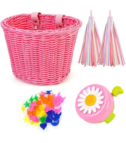 Panier De Vélo Avant Arc-en-ciel Pour Enfants - Avec Sonnette, Moulin à Vent Et Décorations, Facile à Installer