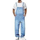 Runcati Men's Denim Bib Overall Jean Romper Casual Fashion Workwear Adjustable Strap Loose Fit Hip Hop Jumpsuit