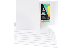 ARTEZA Canvas Boards for Painting, 11 x 14 Inches, Pack of 28, Blank White Canvas Panels for Acrylic, Oil and Gouache Painting