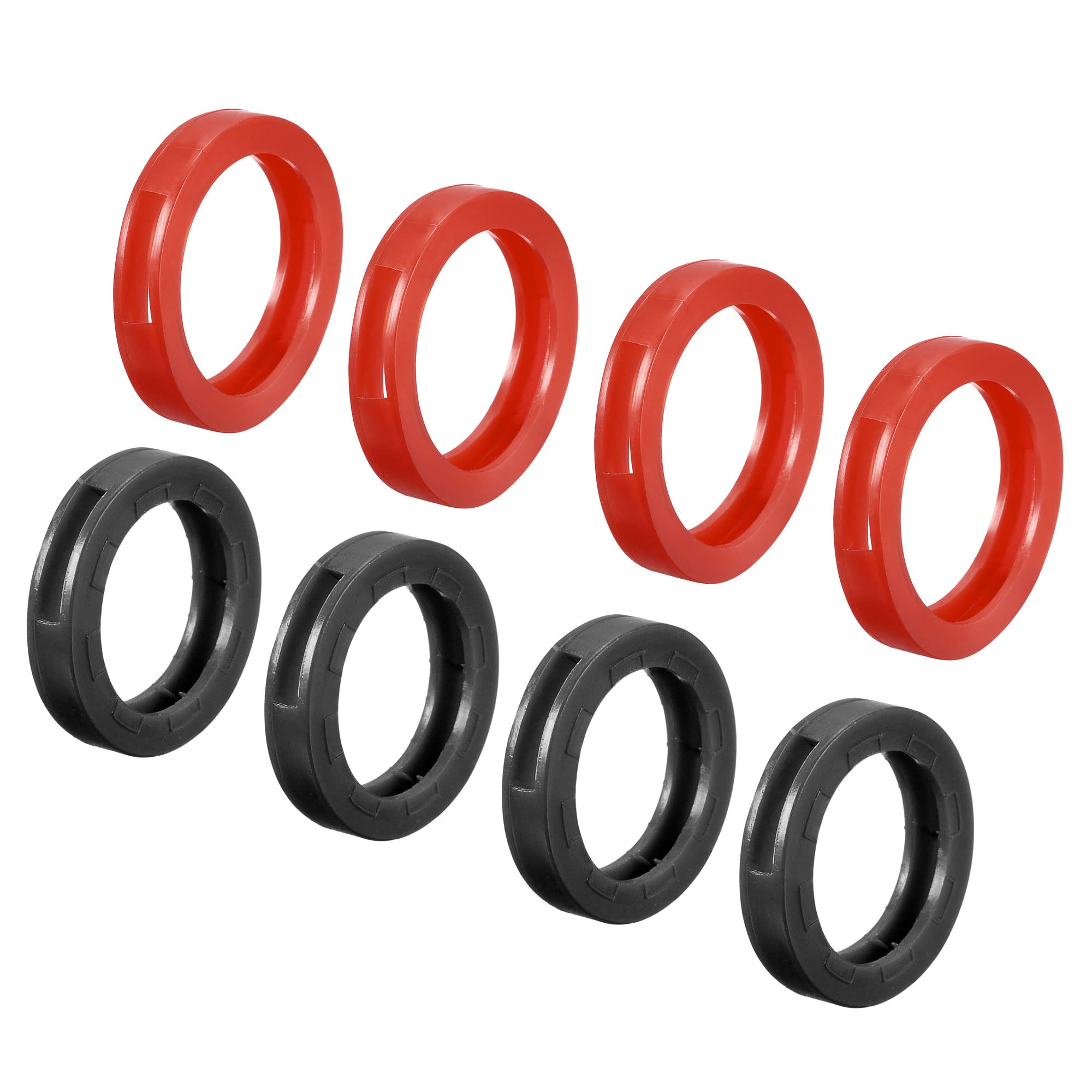 PATIKIL Key Cap Cover Rings, 8Pcs 28mm Keys Identifier Coding Tags Silicone Sleeve for Office House Apartment Black Red