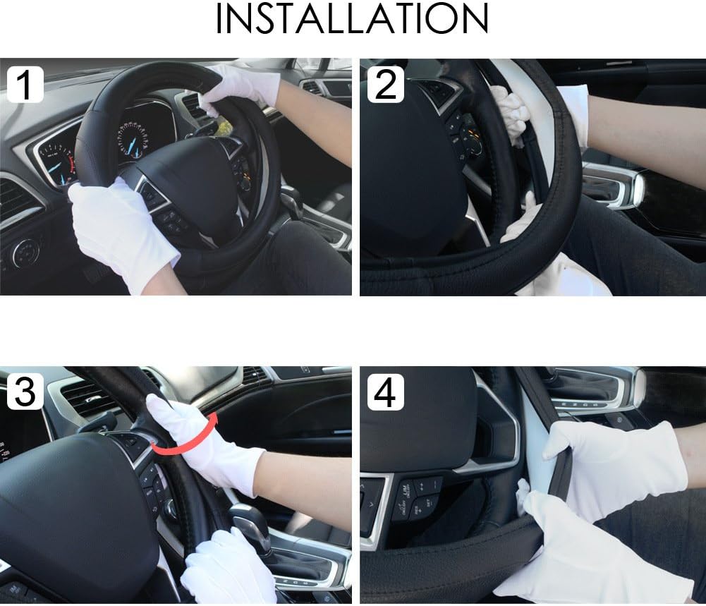 SEG Direct Black Microfiber Leather Auto Car Steering Wheel Cover Universal 15 inch: Automotive