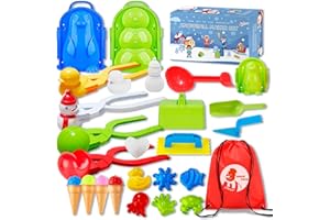 Neoot 23Pcs Snow Toys Snowball Maker Tool Winter Snow Toys Kit with Handle for Snow Ball Shapes Maker Fights Duck for Kids To