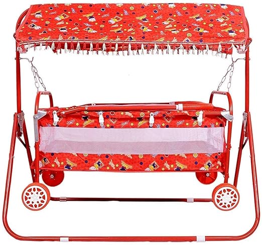 Generic Babies Cradle Swing/Bedding Bed/Crib Bassinet with Mosquito Net, (Red) for Baby Boy/Girl (Design May Vary)