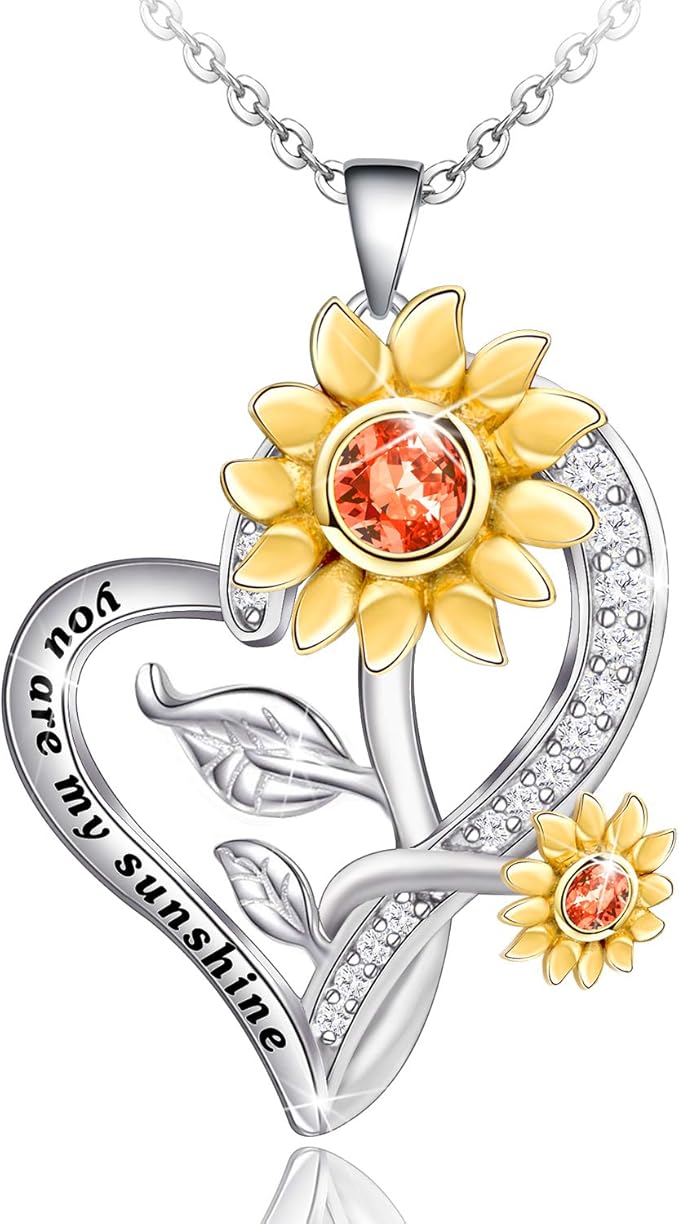 Sunflower Necklace for Women S925 Sterling Silver You are My Sunshine
