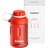 BOBBER 20 oz Tritan Water Bottle with Strainer Mesh, Premium Quality — Dishwasher Safe & Leak Proof, BPA Free Sports Water Bottle for Gym — Hard Plastic Water Bottle for Men, Women (Red)