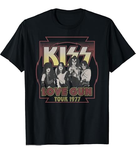Amazon.com: KISS T Shirt Love Gun Stars Band Logo Official Unisex