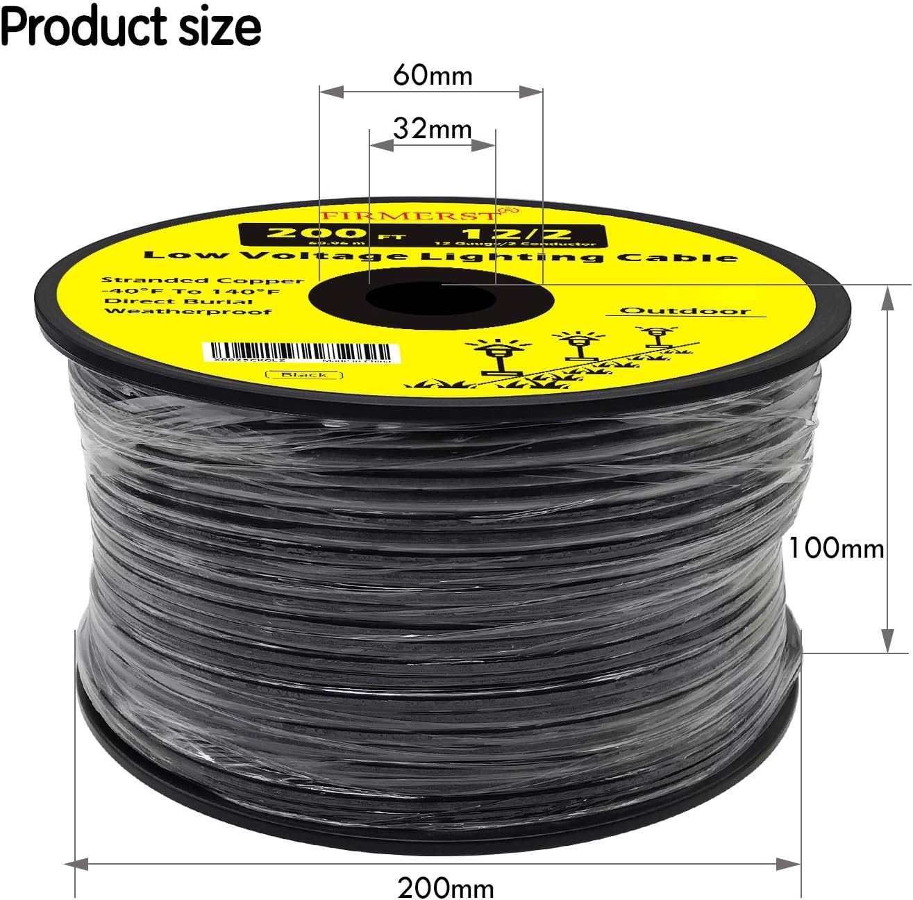 FIRMERST 12/2 Low Voltage Wire Outdoor Landscape Lighting Cable 200 Feet: Industrial & Scientific