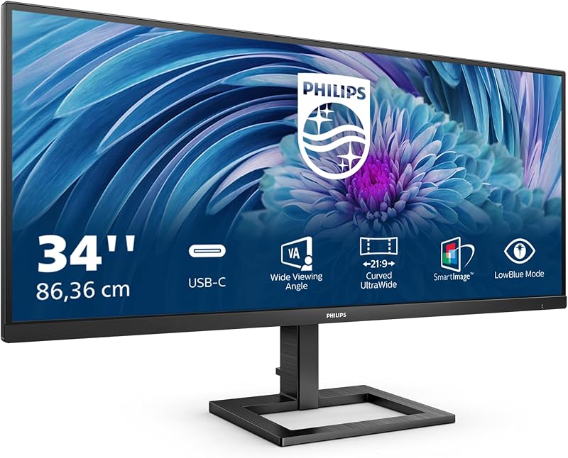 Philips 346E2Lae 34in UltraWide QHD Monitor 100Hz USB-C FreeSync VA