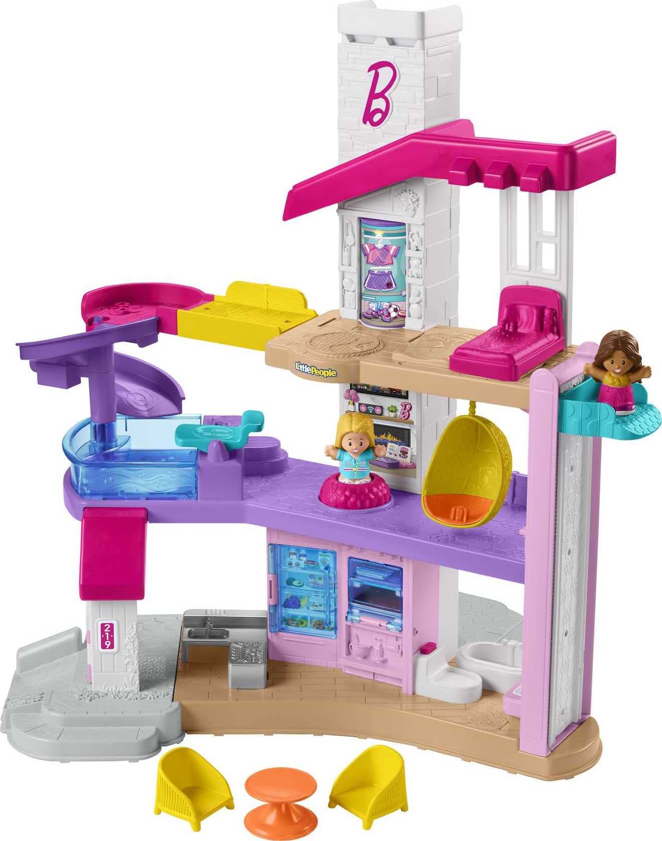 Fisher-Price Little People Toddler Toy Barbie DreamHouse Playset with Music Lights & Figures for Pretend Play Kids Ages 18+ Months Image