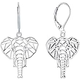 JO WISDOM Elephant Earrings,925 Sterling Silver Animal Leverback Dangle & Drop Earrings,Jewelry for Women