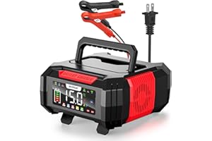 NEXPEAK 15A Battery Charger, Trickle Charger 12V/24V Car Battery Charger 9-Stage Smart LiFePO4 Charger Battery Maintainer w/Overcharge Protection Pulse Repair for Car Truck Motorcycle Lawn Mower