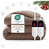 AEPINBH Electric Blanket Queen Size - Dual Control Heated Blanket Queen Size, Fast Heating with 10 Time Settings & 6 Heat Settings, Warm Gift (Khaki, Queen/Full 90" x 90")