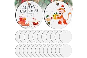 Billbotk 25 Pieces Sublimation Ornament Blanks, 3.15" Round Blank Sublimation Ornaments Sublimation Christmas Ornament Blanks for Christmas Tree Décor, DIY Handmade Crafts(3.15 inches)