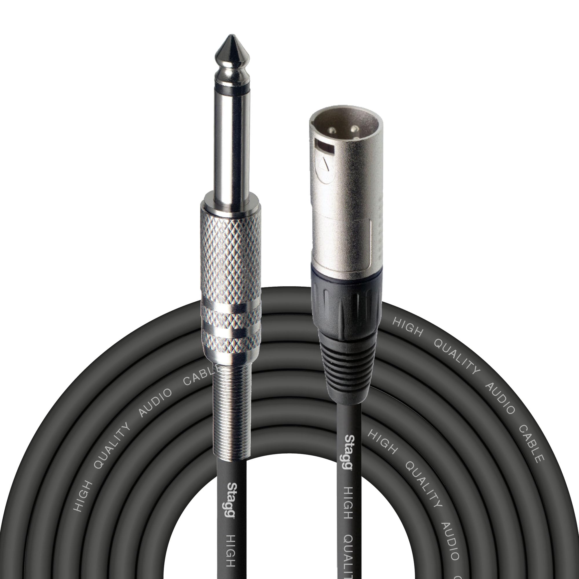 Unbalanced Male XLR to Jack lead for linking your guitar to a DI box, effects, etc or for connecting straight into a mixing desk, Black, 6m