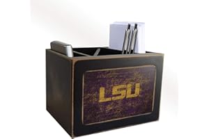 LA AUTO GEAR Fan Creations LSU Tigers Distressed Team Logo Desktop Organizer with Color