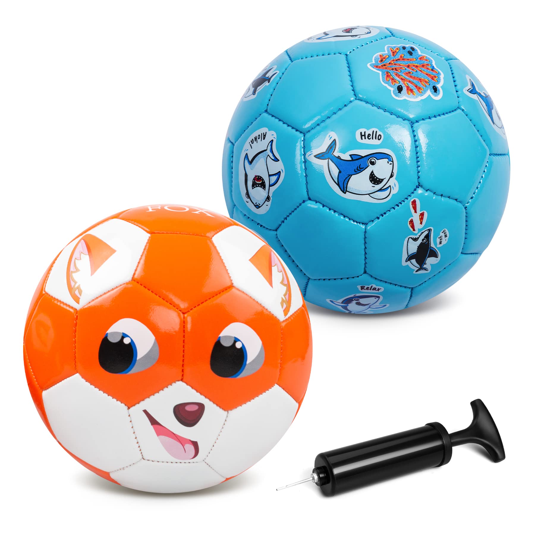 INPODAK 2 Pack Size 2 Football, Toddler Footballs Set, Kids Mini Ball, Soccer Gift for Baby Boys Girls Age 1-6 Years Old, Play Ball Toy for Garden Yard Christmas Birthday