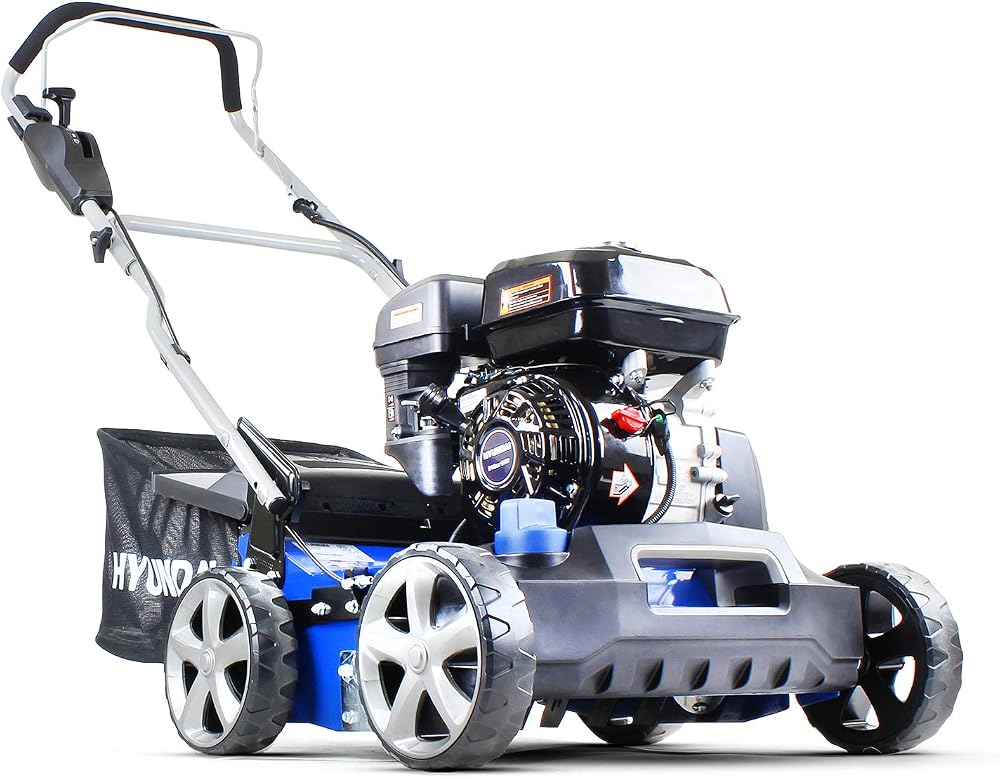 Hyundai 212cc Petrol Scarifier Aerator 400mm 5 Cutting Heights 45L Bag