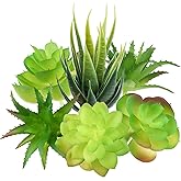 PietyPet Fake Succulent Plants, 6pcs Mini Green Succulent Plants Faux, Artificial Succulents Plants for DIY Crafting Home Floral Wall Office Decoration (excluding pots)