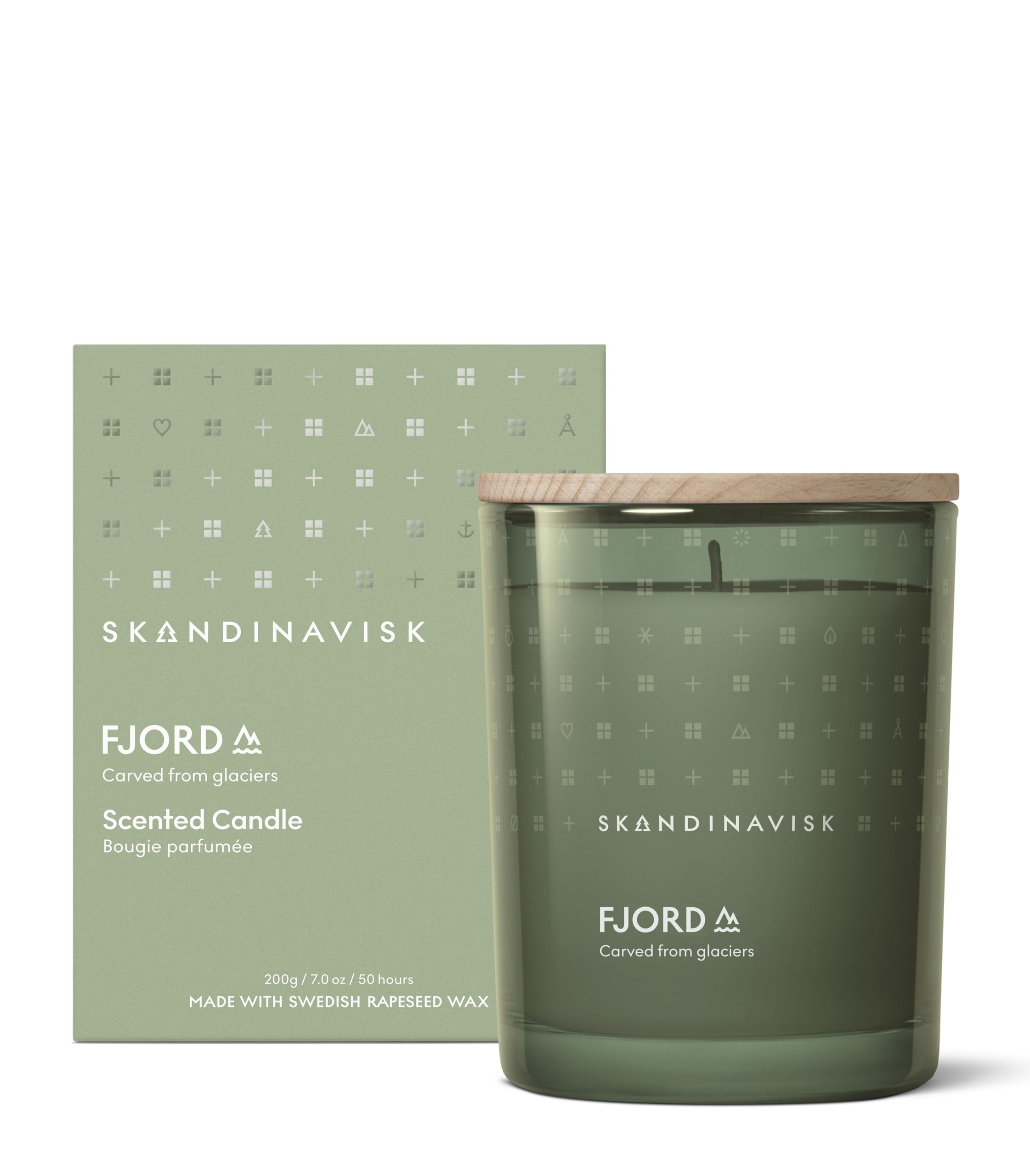 Skandinavisk Fjord Scented Candle. Fragrance Notes: Apple and Pear Blossom, Orchard Fruits and Redcurrants. 200 g.