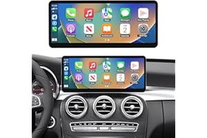NINETOM 2025 Upgraded 12.3" Ultra-Narrow Touchscreen Wireless CarPlay Android Auto Receiver Compatible with Mercedes-Benz C/GLC-Class W205 (2015–2018), for NTG 5.0/5.1/5.2 System