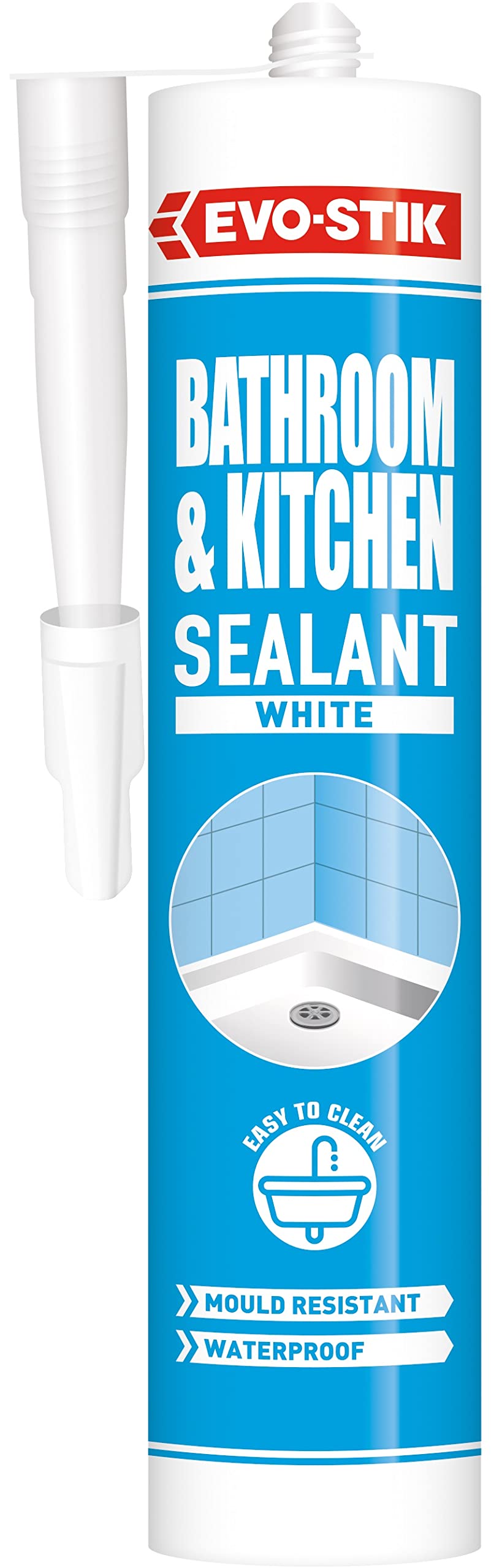 EVO-STIK Kitchen and Bathroom Sealant White - 290ml - Waterproof Acrylic Sealant - Mould Resistant