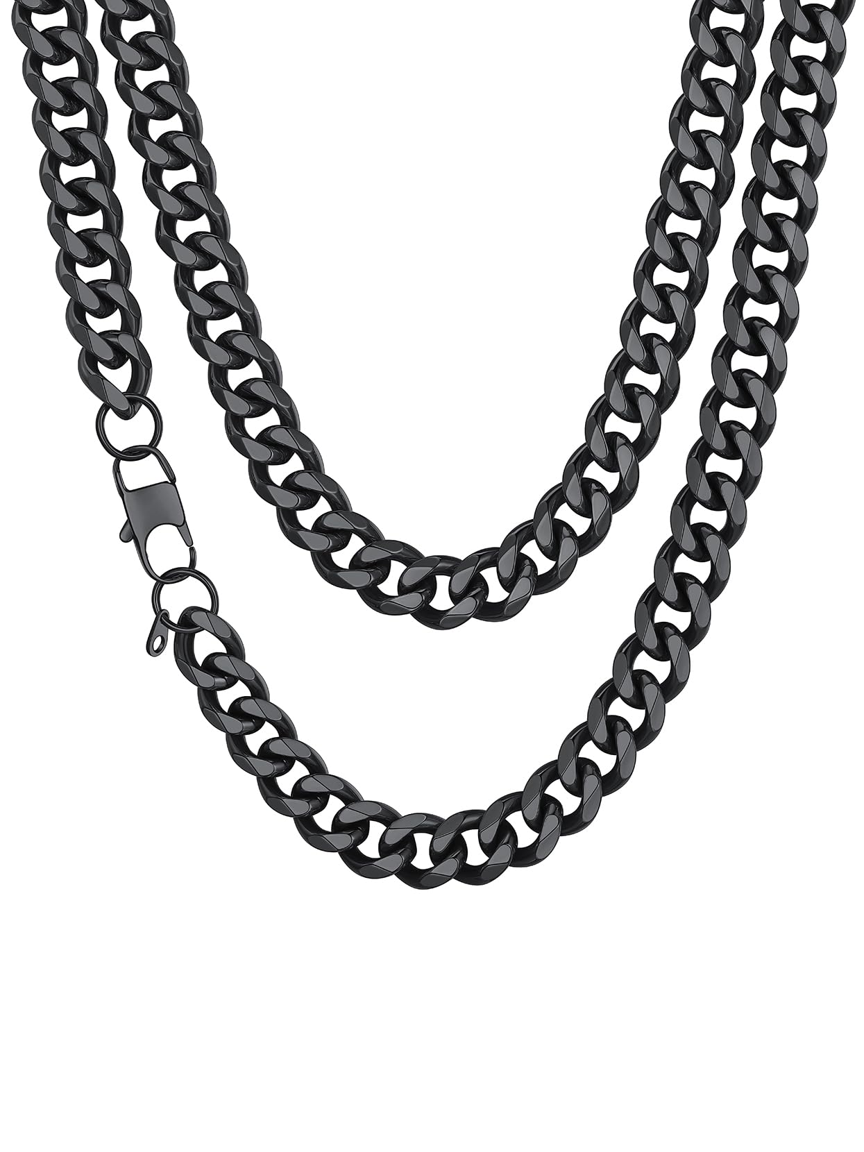 Richsteel Black Necklace for Men 12mm Heavy Miami Cuban Chain Stainless Steel Curb Link Neck Chain for Rapper Singer 26" inches